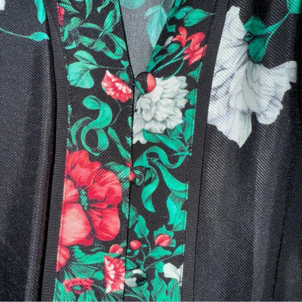 Anthropologie Green and Red Sheath Dress with Bishop Sleeves and V-Neck xl - Picture 6 of 9